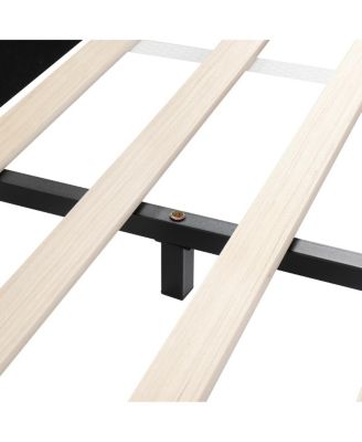 Upholstered Grounded Bed with Bedside Desk & Stool