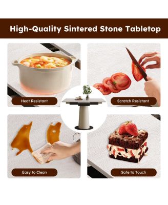 Streamdale Retractable Rock Slab Dining Table Set, 5-Piece Expandable Table with 4 Chairs