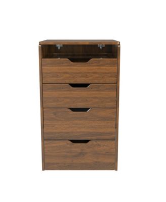 3-in-1 Vanity Desk with Lighted Mirror & Stool, Flip Top Makeup Dressing Table (Walnut)