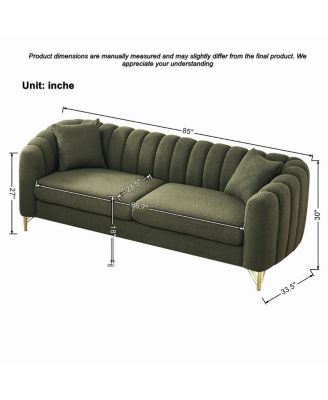 Chenille Oversized Tufted Sofa with Gold Metal Legs
