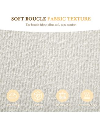  Queen Upholstered Platform Bed, Boucle Fabric, Wingback Headboard