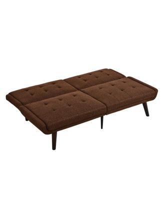 Streamdale Convertible Futon Sofa Bed, 63" Sleeper Couch with Adjustable Backrest, Brown
