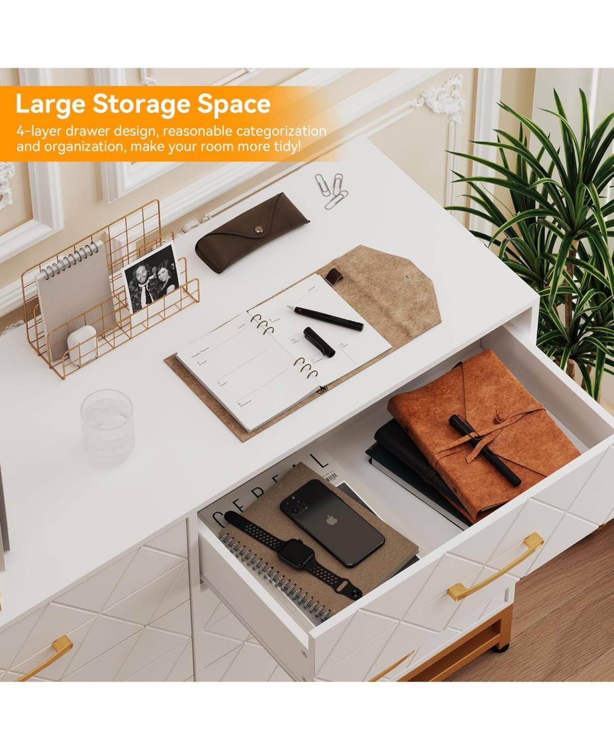 gaomon 8-Drawer Bedroom Dresser, Large Storage Tower with Wooden Frame, Wide Chest Organizer Drawer Inserts for Living Room Closet Hallway