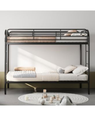 Metal Twin Over Twin Bunk Bed with 2 Ladders, Black