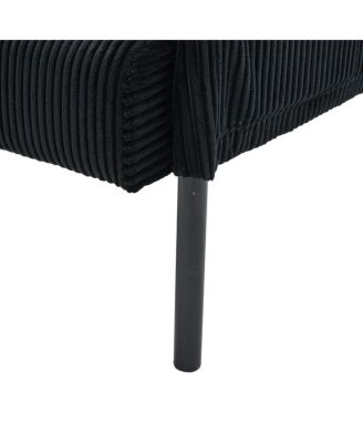 Oversized Corduroy Loveseat Sofa with Metal Legs & Side Pockets