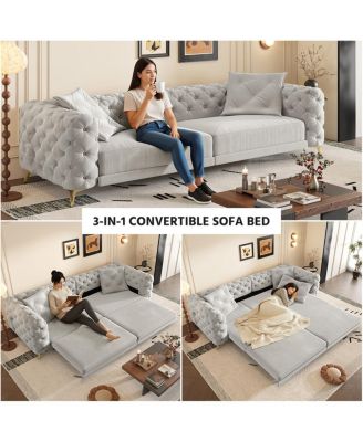 3-in-1 Convertible Sleeper Sofa, 28.4" Deep Seat Pull Out Sofa Bed