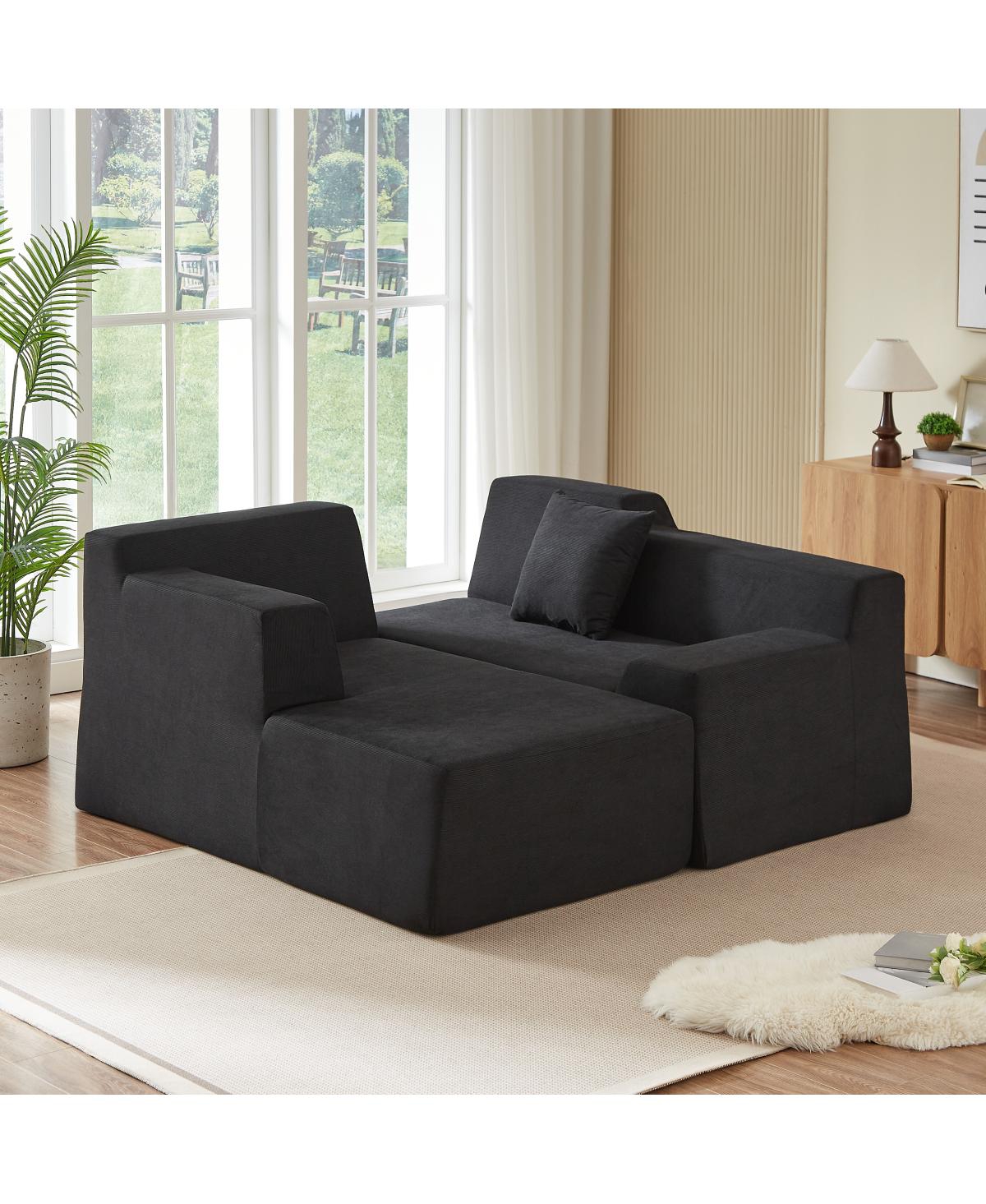 Streamdale Furniture Modern minimalist L-shaped corduroy high back sofa