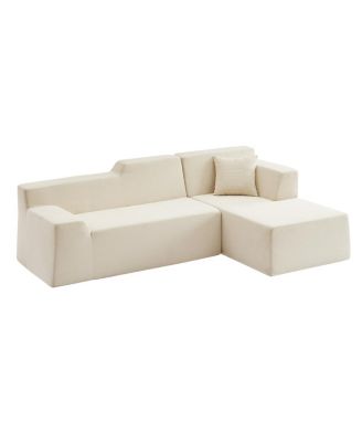  Modern minimalist L-shaped corduroy high back sofa