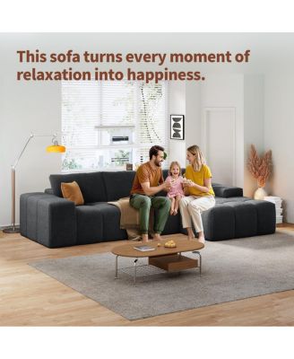 L-shaped modular sofa, no assembly, deep seat, 3 cushions, soft fabric upholstery