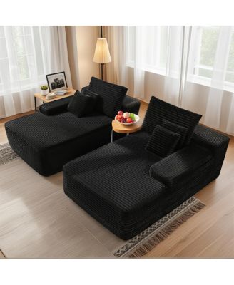  81" Cloud Sectional Couch, L-Shape Chaise with Deep Seat, Black