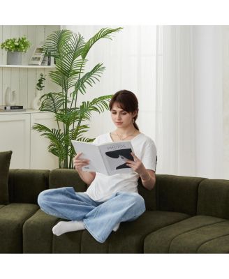  Chenille Sectional Sofa with 2 Pillows, Symmetrical Modular for Living Room