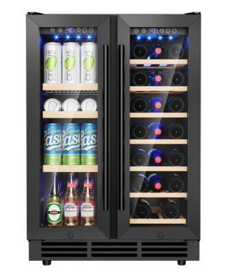 24-in 21Bottles/88cans Black Built-in/Freestanding Indoor Beverage Refrigerator with Glass Door