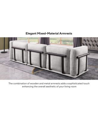 Fashionable modular chenille sofa with iron and wood frame, Light Gray