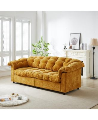  Yellow 94.8" Chenille Modern Comfort Deep Seat Sofa