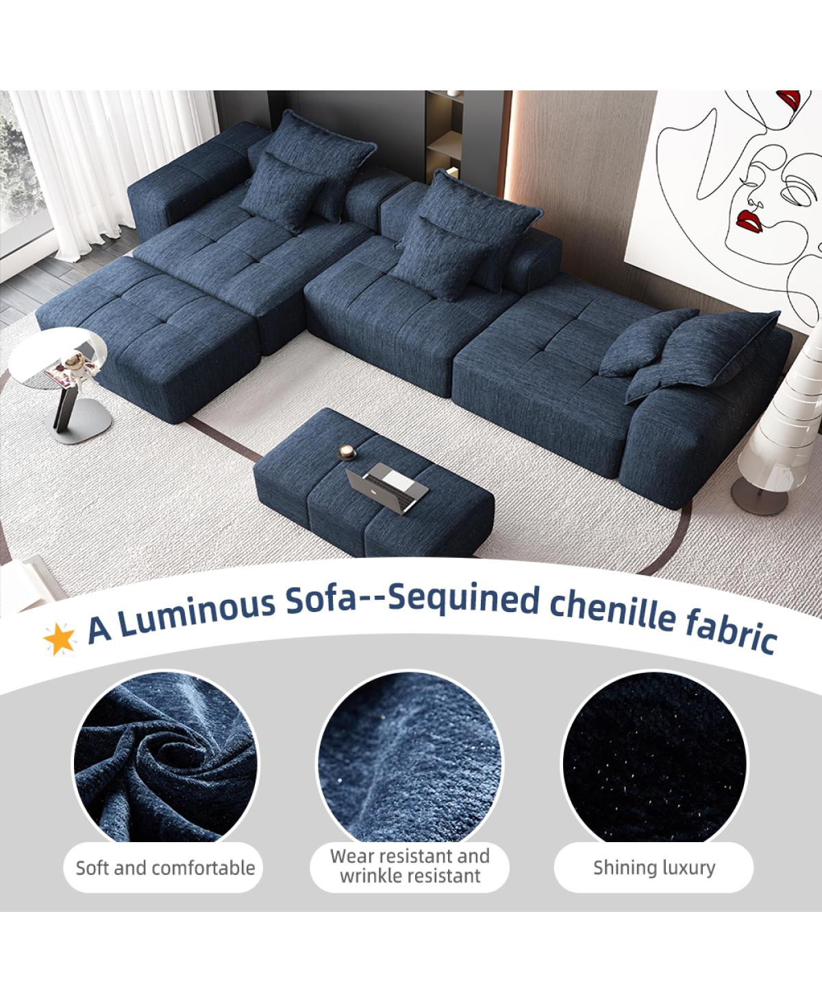 Streamdale Furniture Modern Oversized Modular Sectional Sofa with 6 Pillows