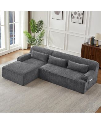  Chenille L-Shape Luxury Sectional Oversized Sofa, Minimalist Design, Comfy Sleeper Couch