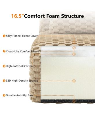  Modern U-Shaped Modular Sectional Sofa, Flannelette, Oversized 4-Seater, Movable Ottoman