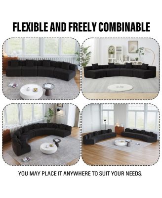  Chenille Curved Sectional Sofa with 4 Pillows