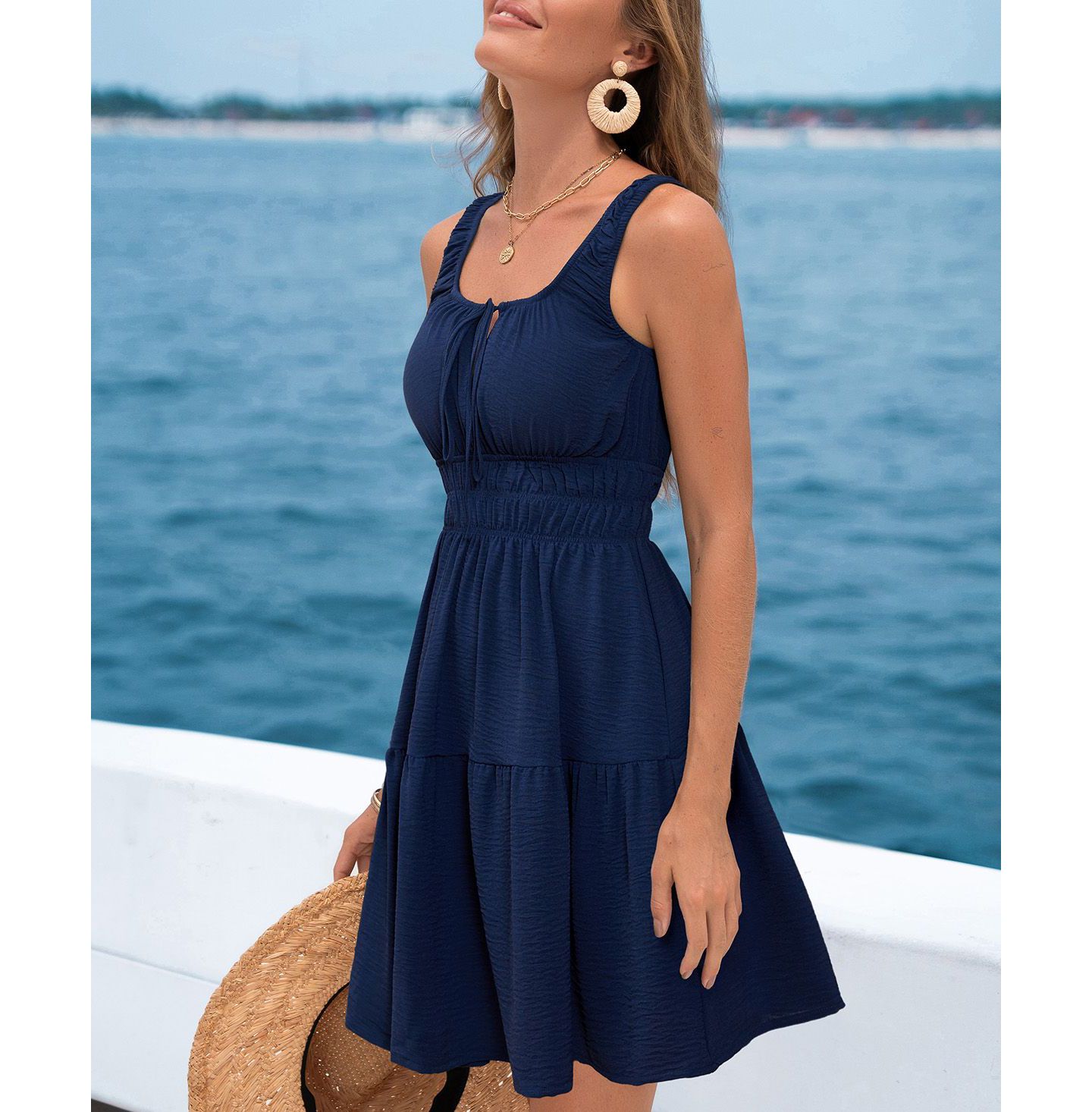 Женское платье Cupshe Angelic Blue Mini Beach, цвет: Тёмный синий — фото 2