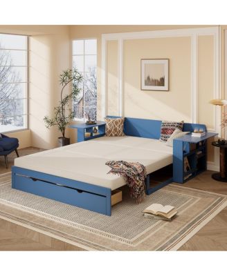 Daybed with Removable Desk, Storage Drawers & Hydraulic Side Table