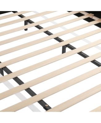 King Size White Boucle Upholstered Platform Bed with Removable Pillow Headboard