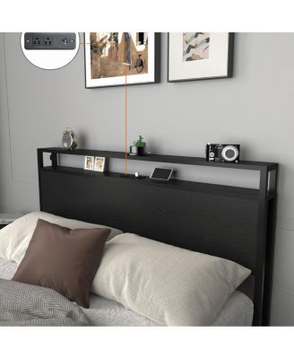 Queen Bed Frame with Storage Headboard & Charging Station