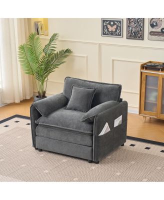 Oversized Chenille Sofa Chair with Toss Pillow, Modular Sectional