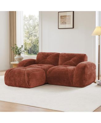 L-shaped Boneless Sofa, Soft Velvet, Tufted, 32D Sponge