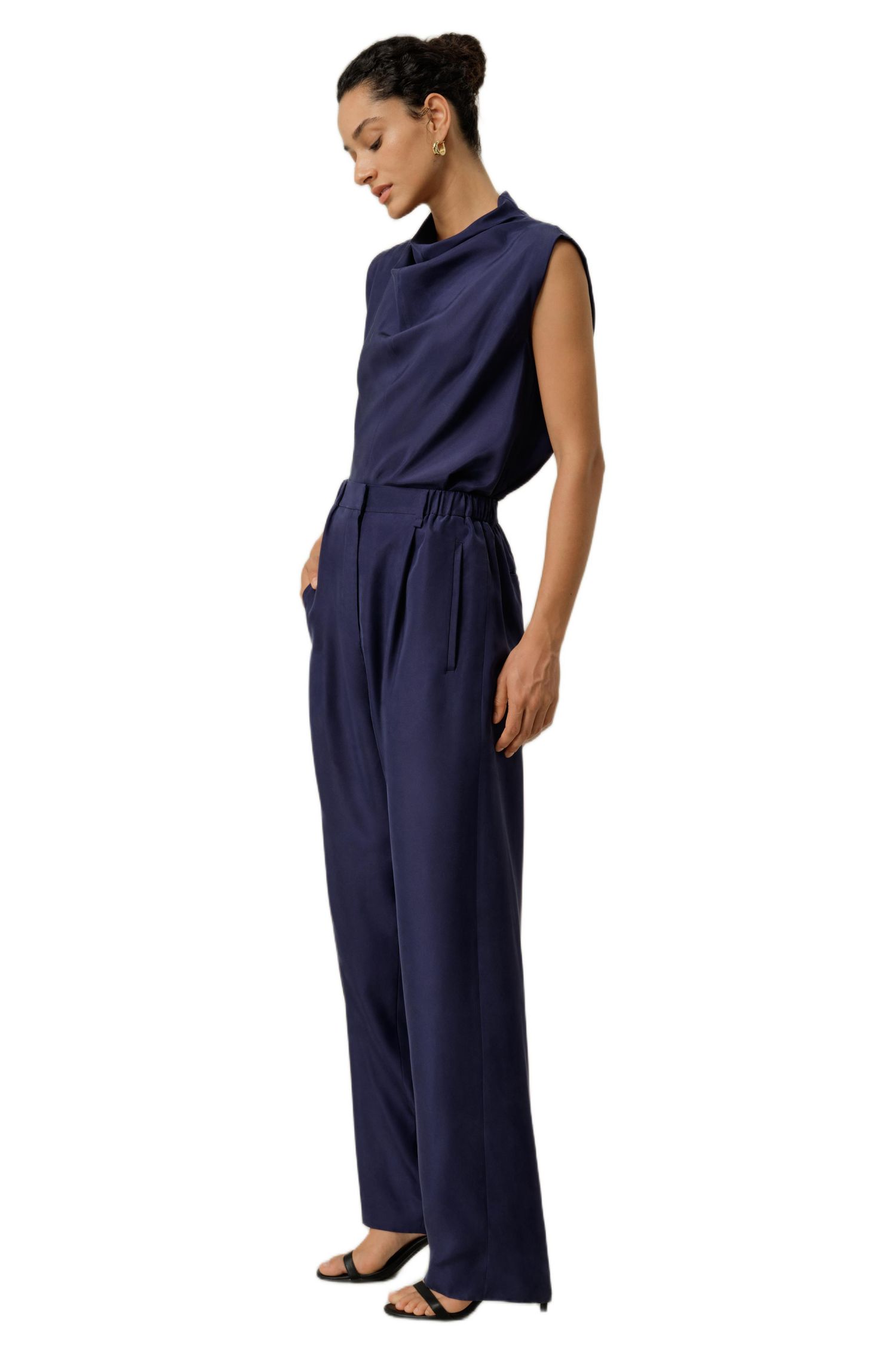 Women's Sand-Washed Silk Habotai Barrel Pant