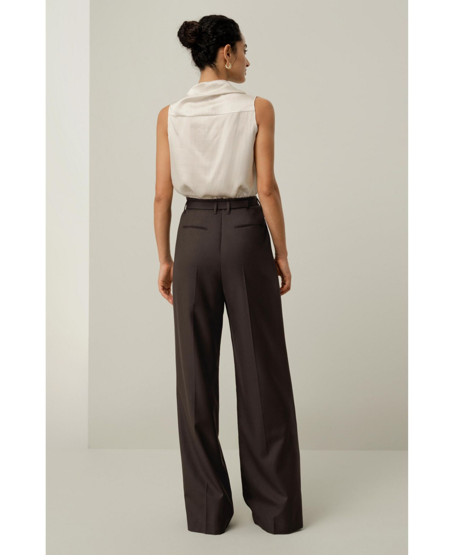 Women's Silk Wool High-Waisted Wide-Leg Pant