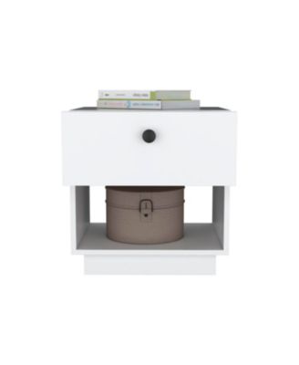 Paris 1 Drawer Nightstand, Open Lower Shelf - White