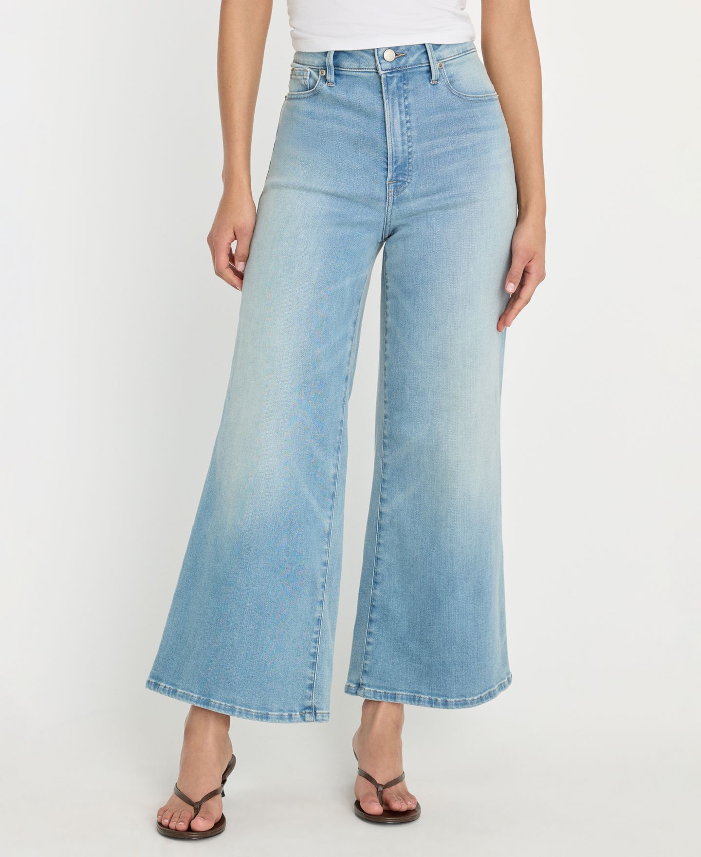 Женские джинсы Good American Soft Tech Good Waist Palazzo Cropped Jeans, цвет: Синий — фото 1