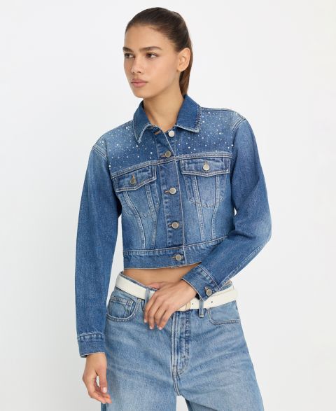 Женские куртки Good American Essential Crop Denim Jacket