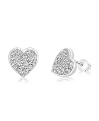 Girls /Girl/Heart Multi-color Crystal White Gold Palladium Plating Screwstud Earring