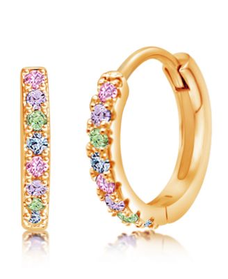 Crystal Yellow Gold Plating Huggie Hoop Earrings