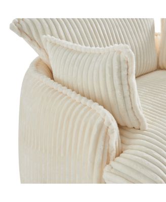 Convertible Corduroy Sofa Chair with Ottoman for Small Spaces