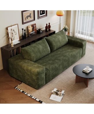 71" 3-Seater Corduroy Sofa, Deep Seat, Comfy Loveseat, No Assembly, Green