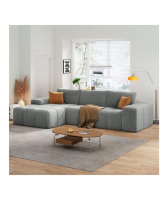 L-Shaped Modular Sofa, No Assembly, Deep Seat, 3 Cushions, Soft Fabric Upholstery