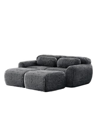 Soft Plush Boneless Sofa, No Assembly, Anti-Slip, Ottoman, Pillows