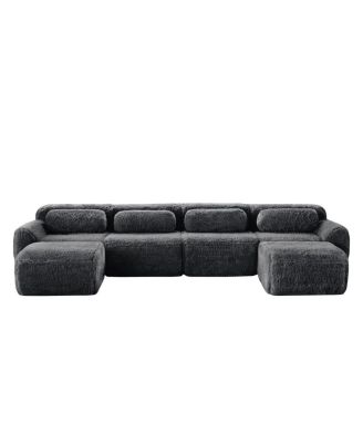 U-shaped Boneless Sofa, 32D High Density Sponge, Anti-Slip, No Assembly, Ergonomic, Dark Gray