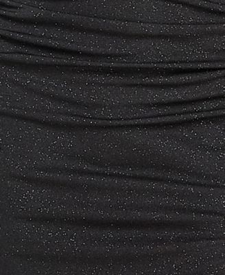 Juniors' Halter Neck Glitter Midi Dress with Scarf