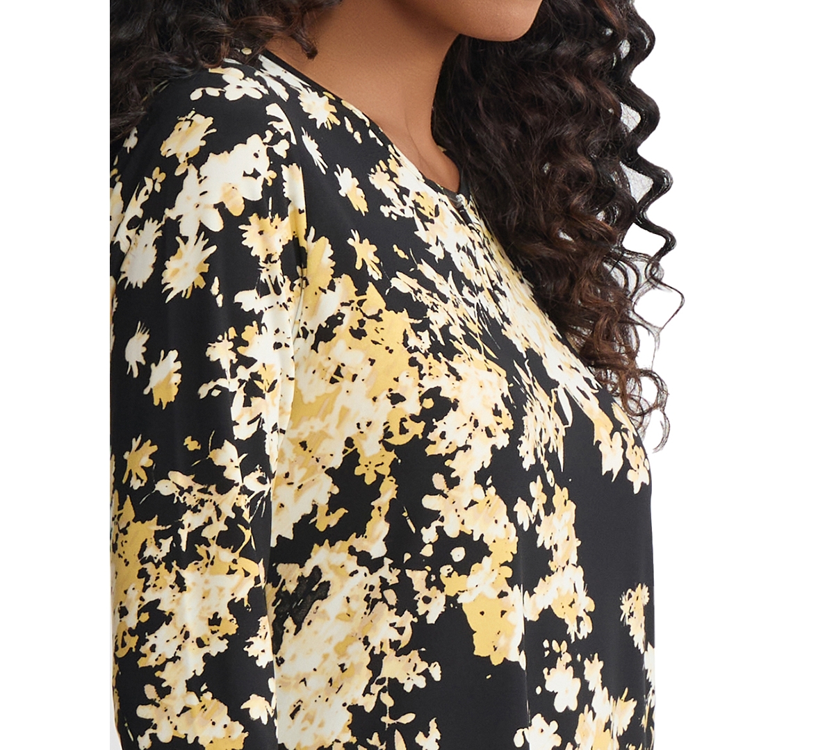 Jones New York Petite Keyhole Printed Top