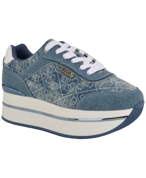 Женские кроссовки GUESS Hansin Double Platform Lace-Up, цвет: Синий джинсовый