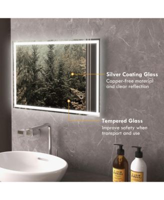 Dimmable Bathroom Mirror with LED Lights, 3 Colors & Memory Function