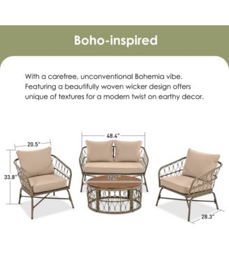 Boho Wicker Chat Set with Comfort and Style