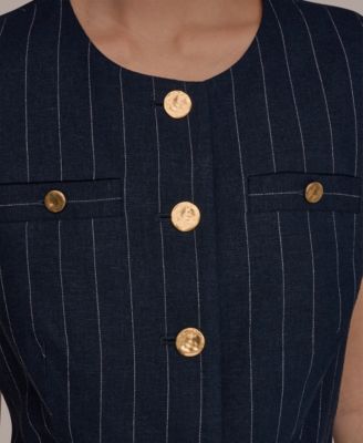 Women's Sleeveless Pinstripe Vest