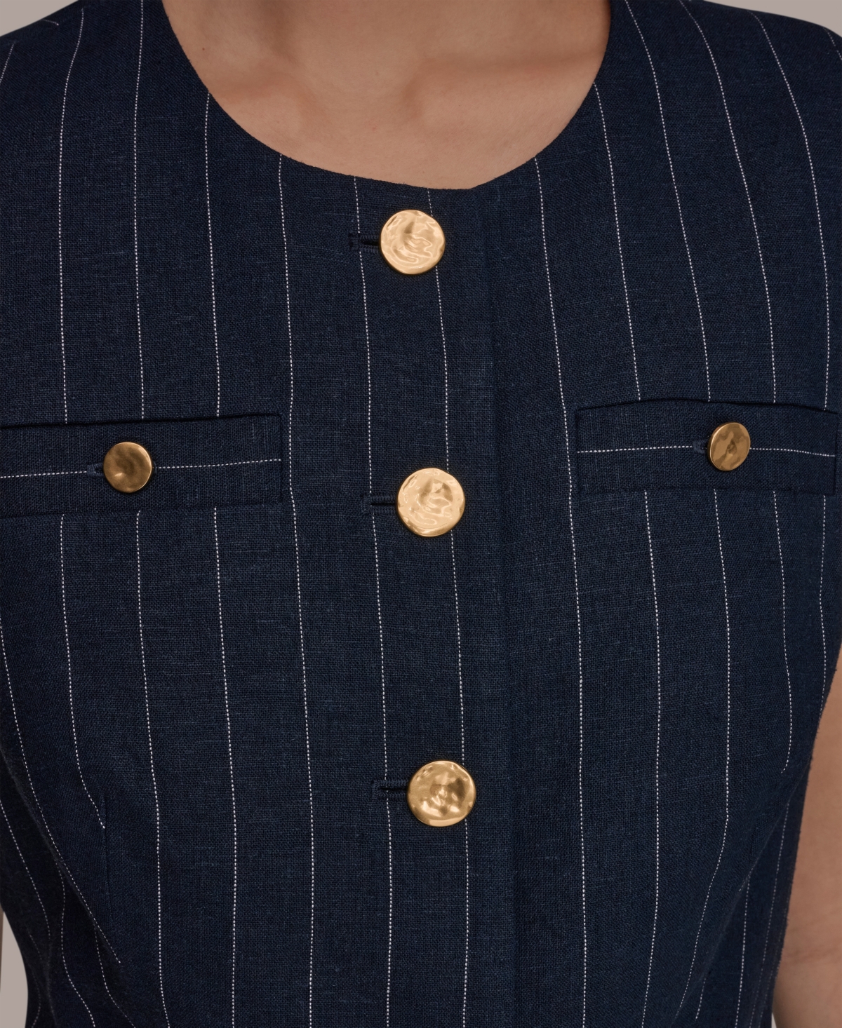 Donna Karan New York Women's Sleeveless Pinstripe Vest