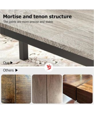 Kitchen Table Large Rectangular Dining Table for 6-8 People for Dining Room, Home Office, Living Room