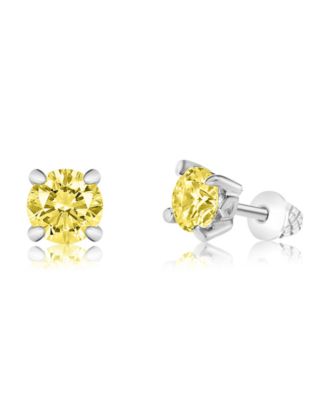 Girls /Girl/November Crystal White Gold Palladium Plating Screwstud Earring