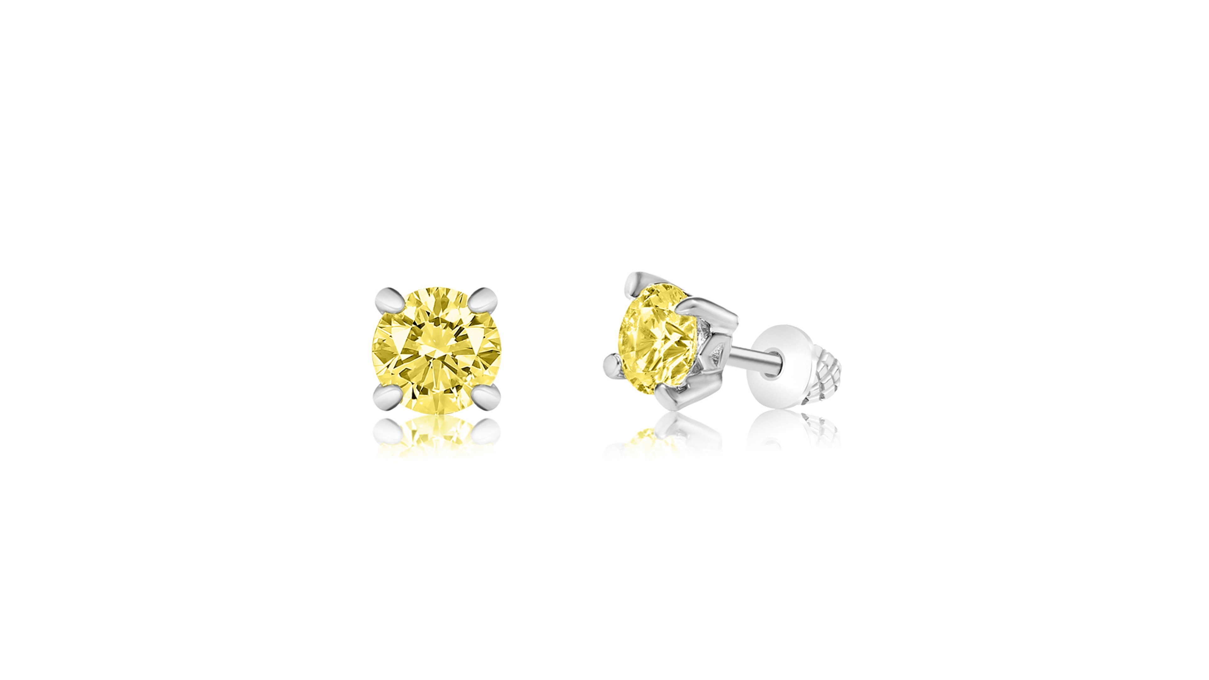 Chanteur Girls /Girl/November Crystal White Gold Palladium Plating Screwstud Earring